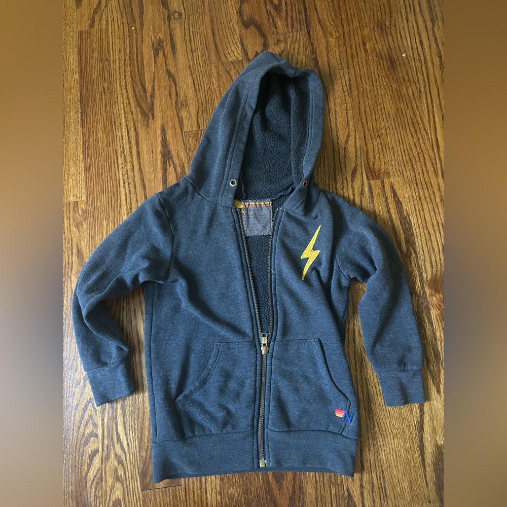 Aviator Nation Navy Bolt Zip-Up Hoodie Sz 4